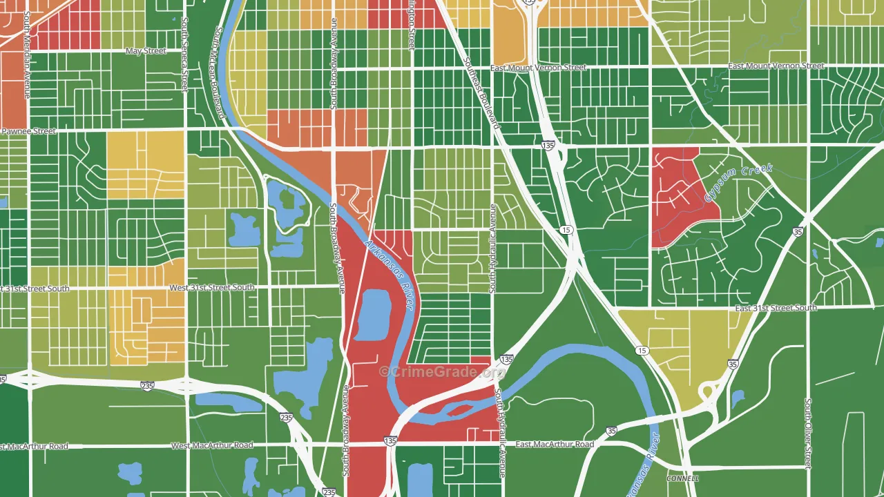 South City Community, Wichita, KS Map of Arson Rates