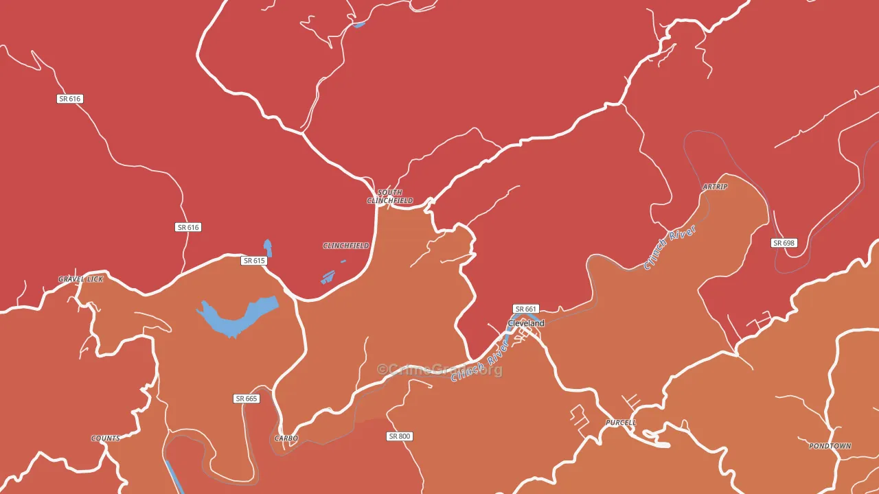 South Clinchfield, VA Map of Arson Rates