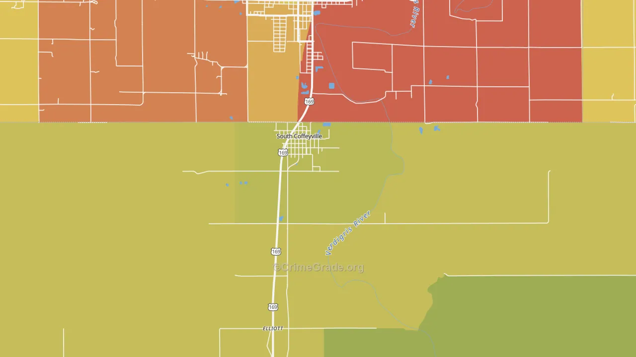 South Coffeyville, OK Map of Arson Rates