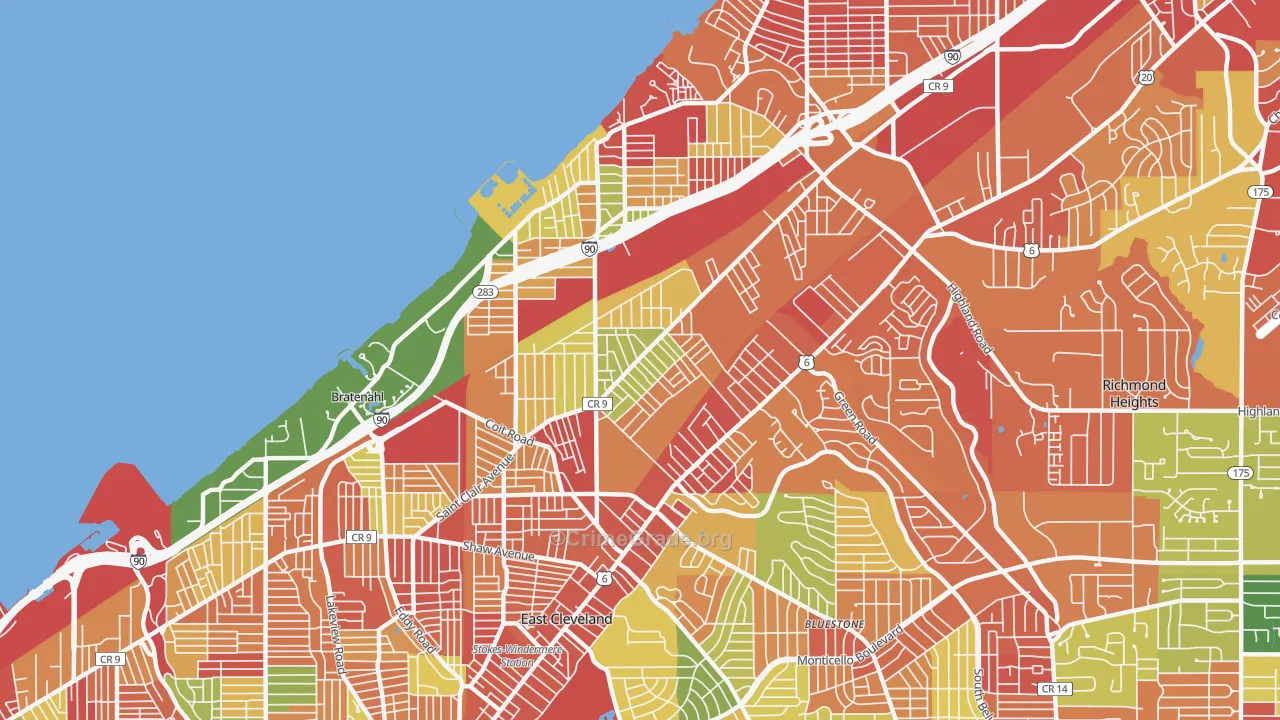 South Collinwood, Cleveland, OH Map of Arson Rates