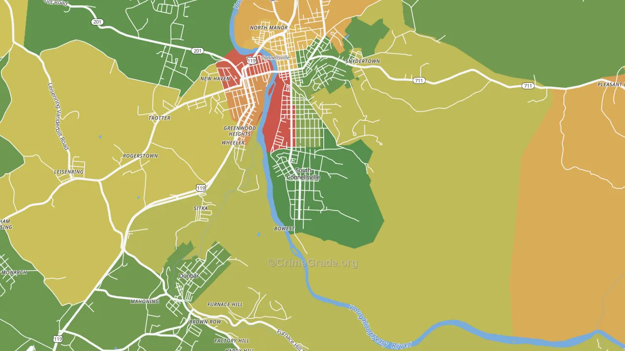 South Connellsville, PA Map of Arson Rates