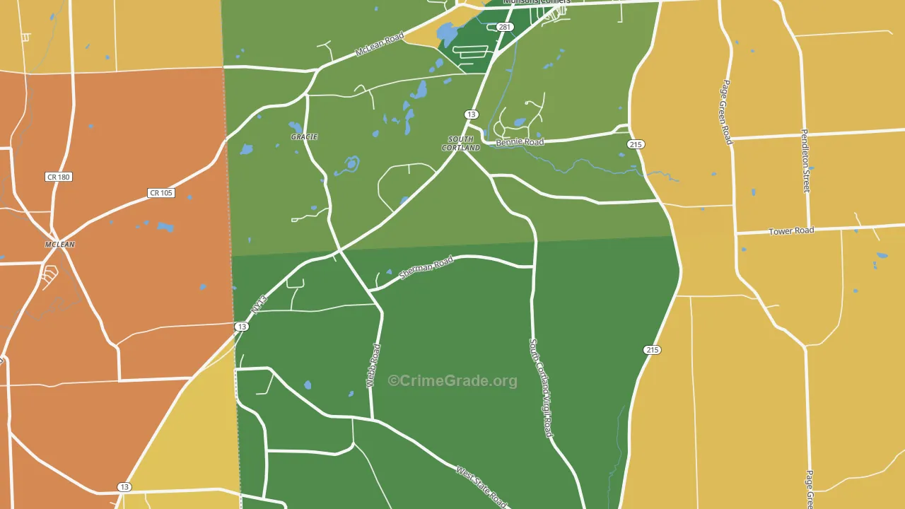 South Cortland, NY Map of Arson Rates