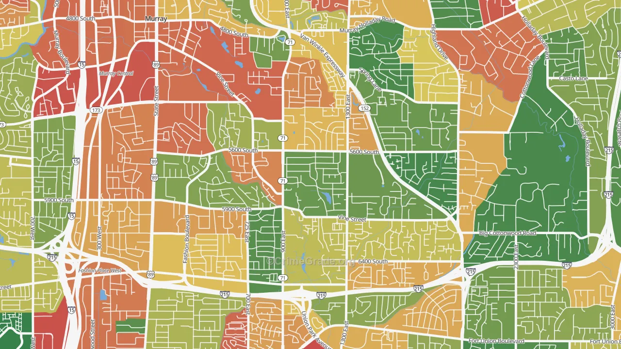 South Cottonwood Acres, Murray, UT Map of Arson Rates