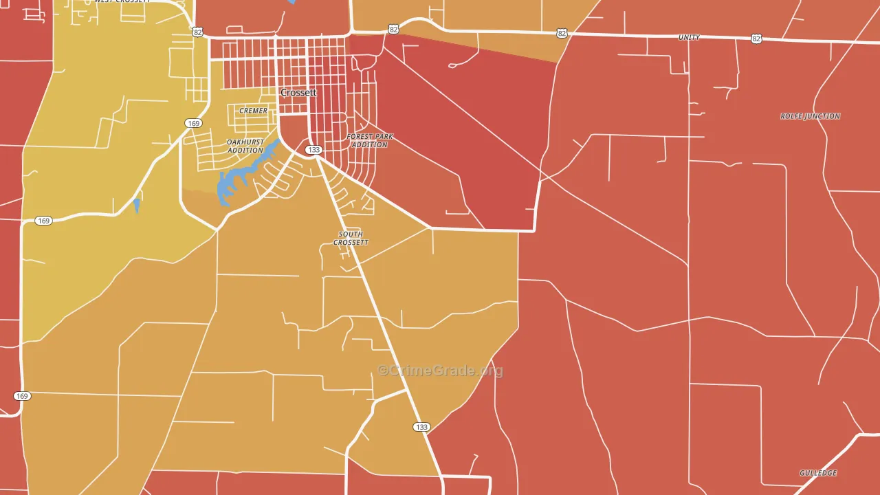 South Crossett, AR Map of Arson Rates