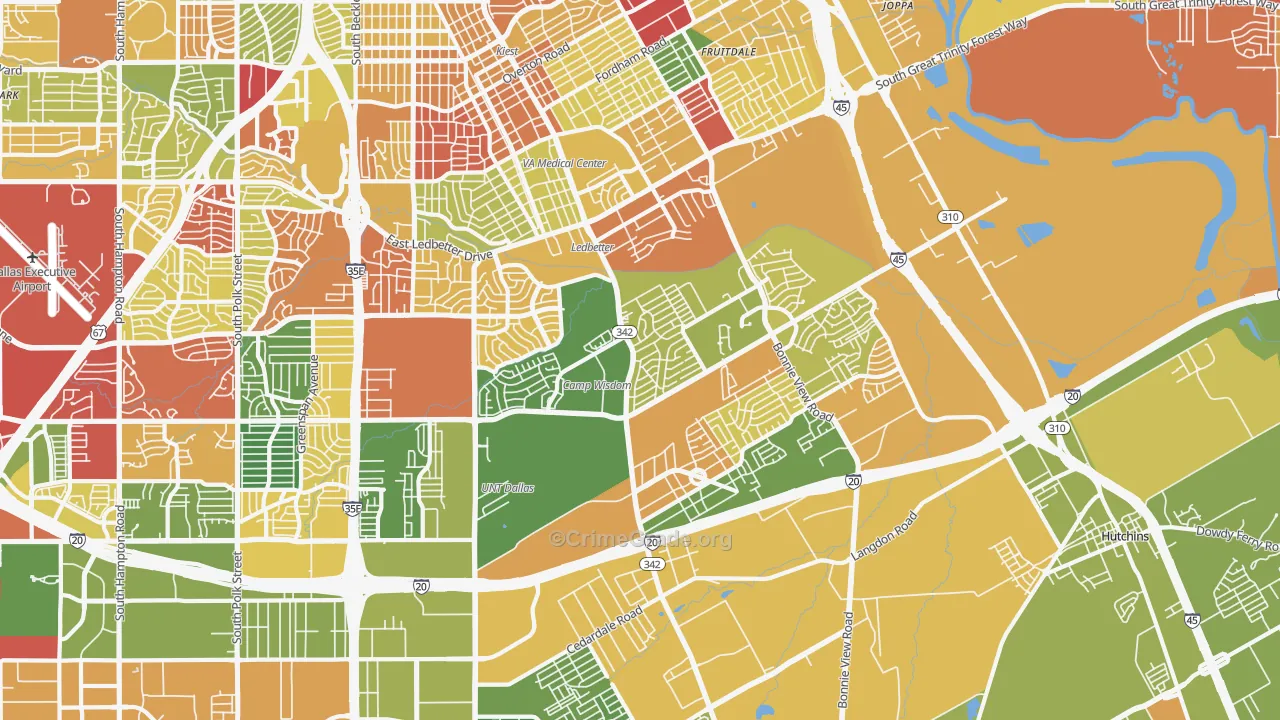 South Dallas Fair Park, Dallas, TX Map of Arson Rates