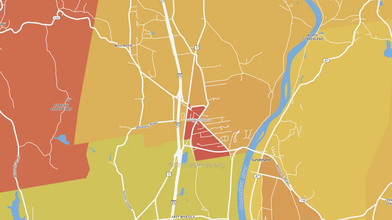 South Deerfield, MA Map of Arson Rates
