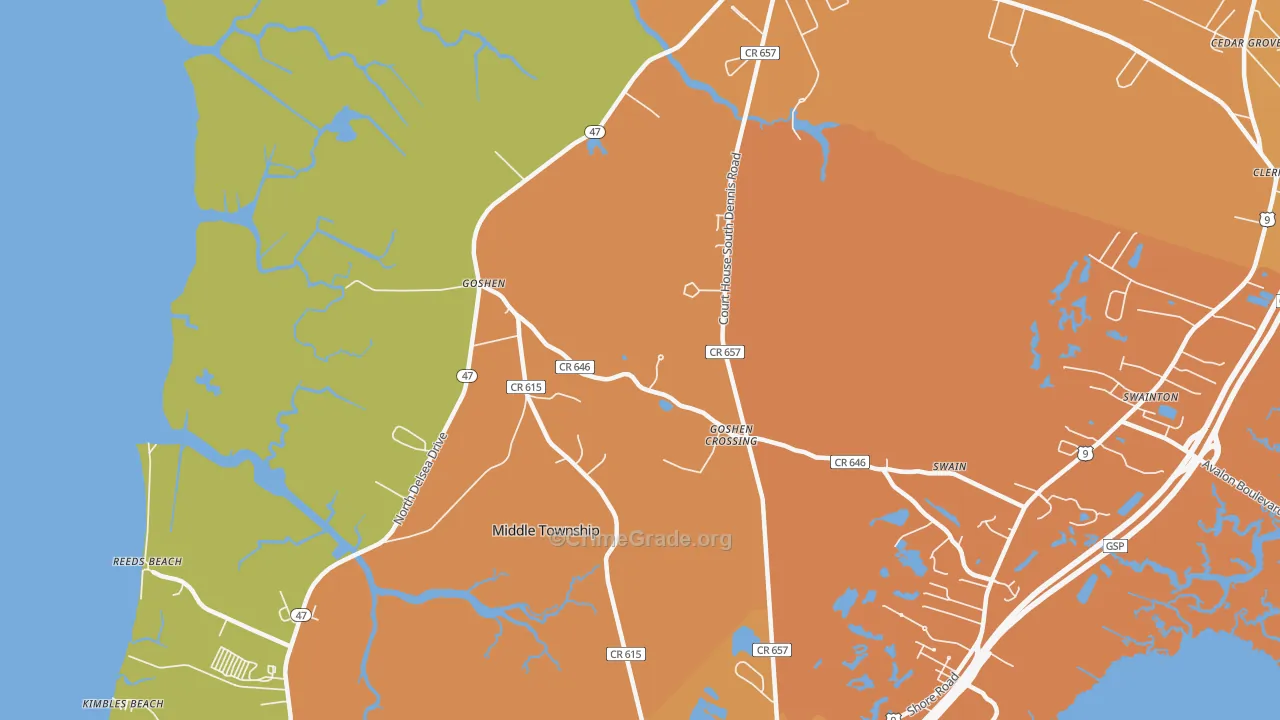 South Dennis, NJ Map of Arson Rates