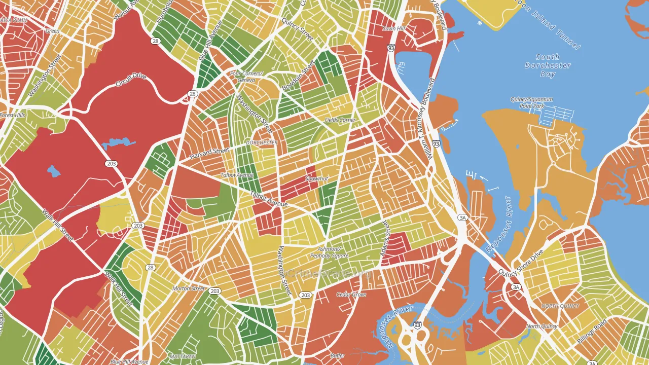 South Dorchester, Boston, MA Map of Arson Rates