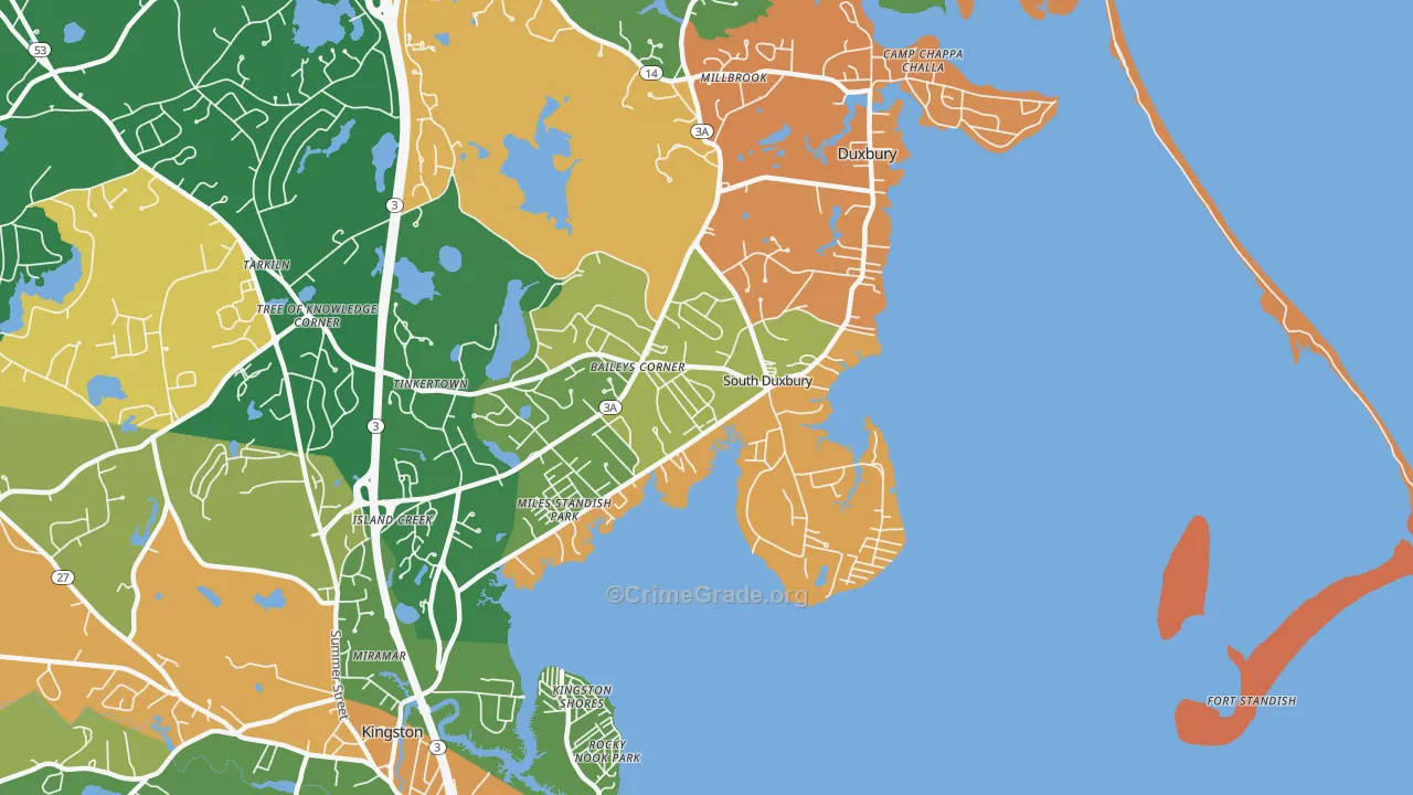 South Duxbury, Duxbury, MA Map of Arson Rates