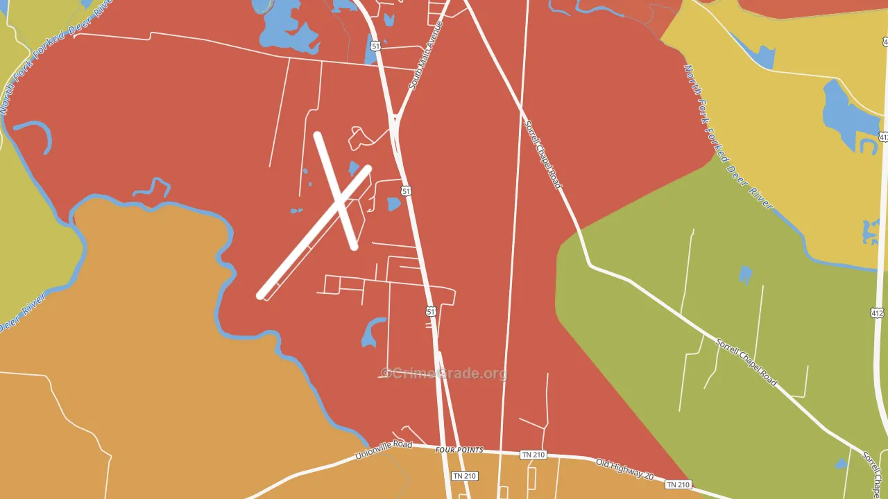 South Dyersburg, TN Map of Arson Rates