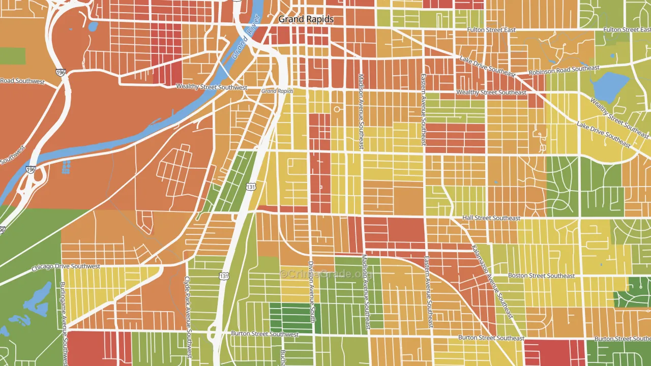 South East Community, Grand Rapids, MI Map of Arson Rates