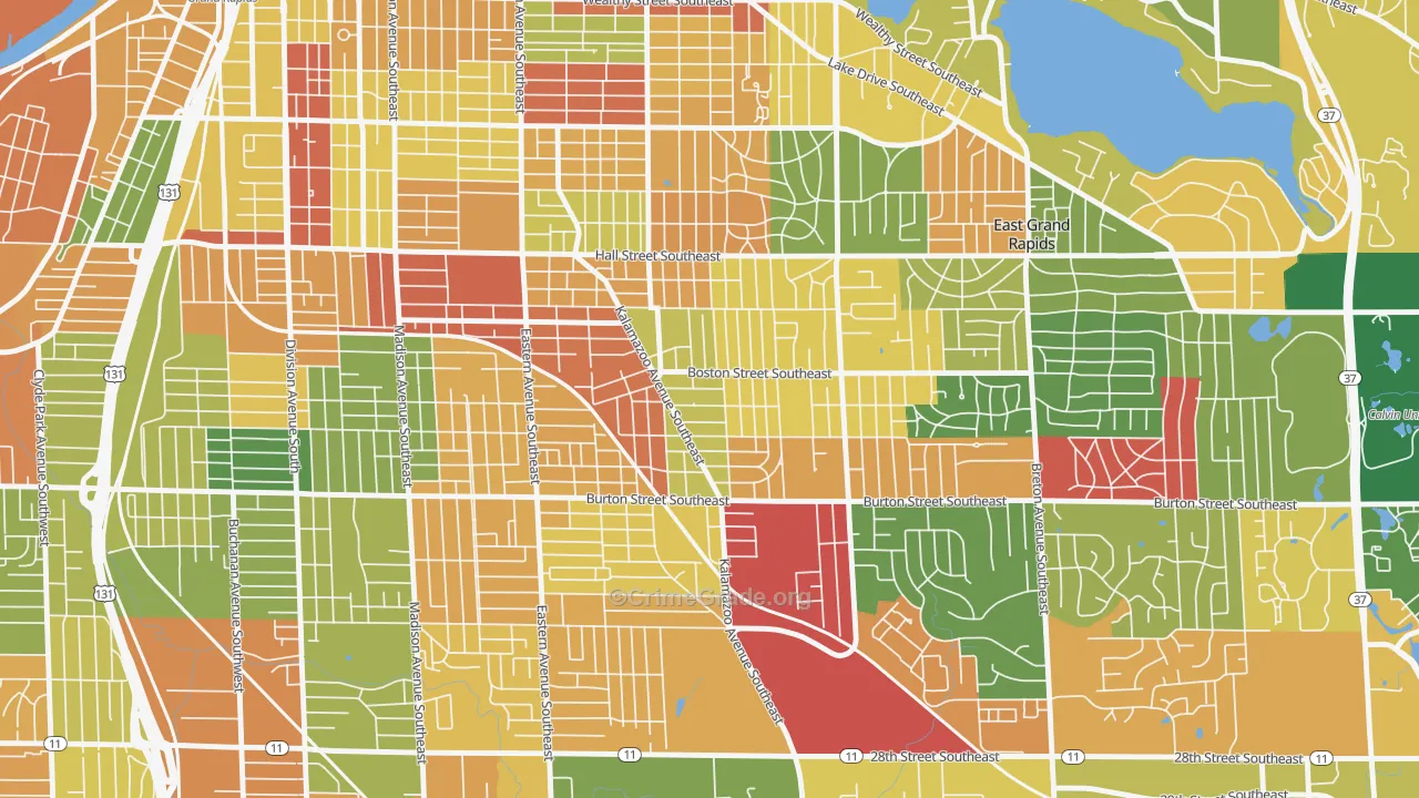 South East End, Grand Rapids, MI Map of Arson Rates