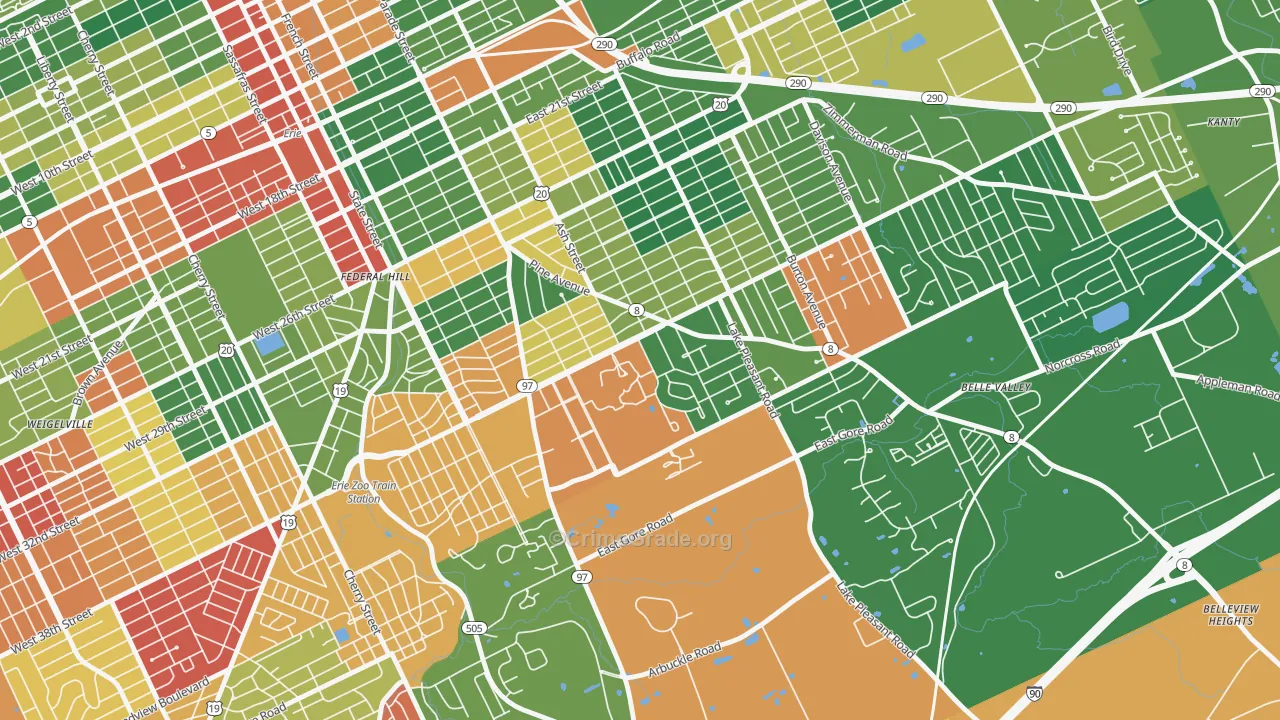 South East Hills, Erie, PA Map of Arson Rates