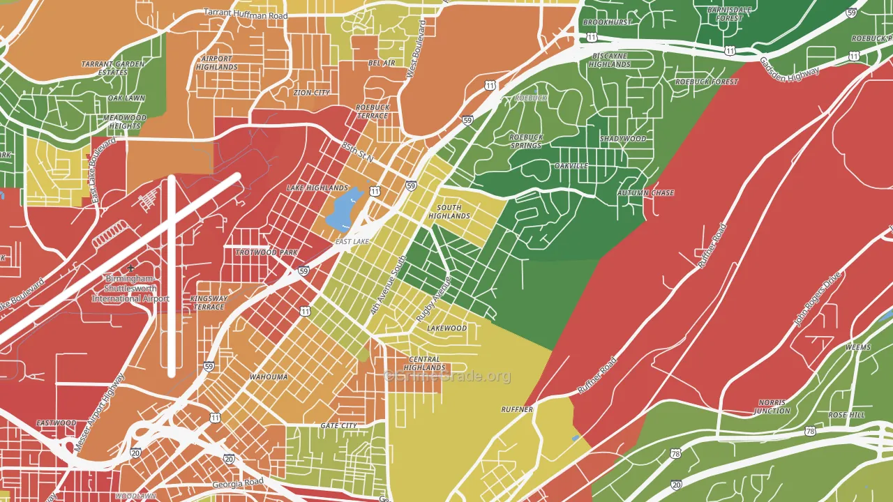 South East Lake, Birmingham, AL Map of Arson Rates