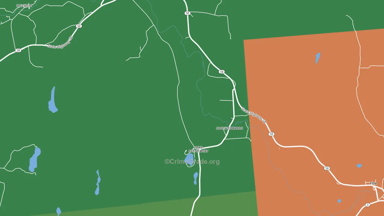 South Edwards, NY Map of Arson Rates