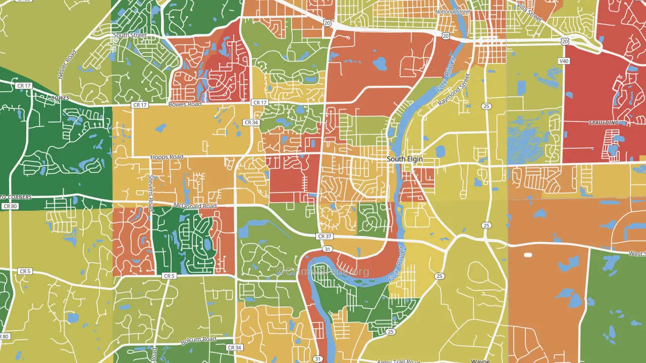 South Elgin, IL Map of Arson Rates