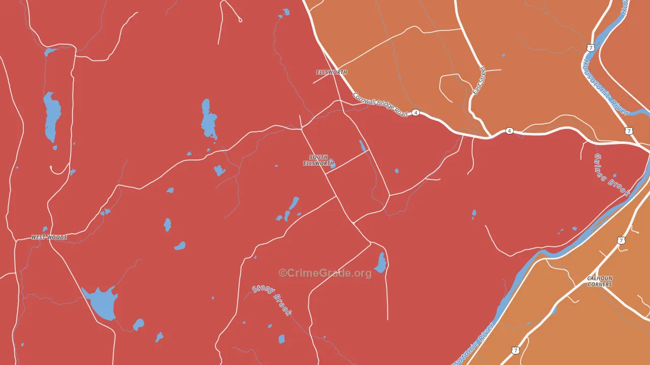 South Ellsworth, CT Map of Arson Rates