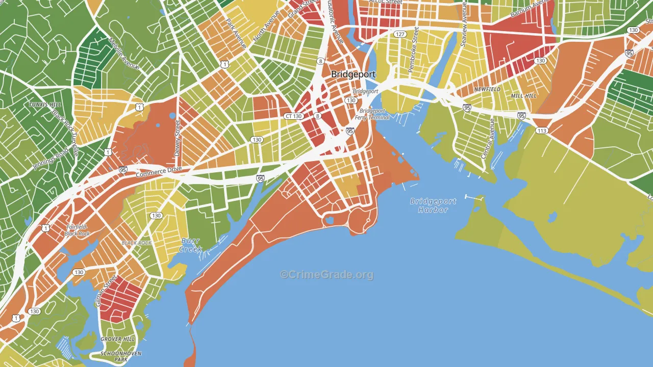South End, Bridgeport, CT Map of Arson Rates