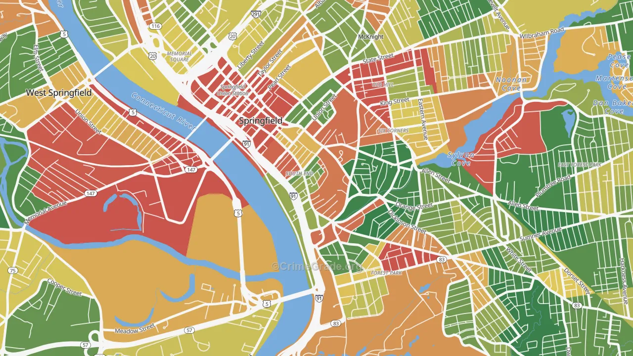 South End Springfield, Springfield, MA Map of Arson Rates