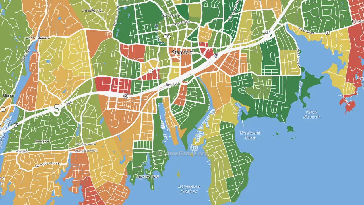 South End Stamford, Stamford, CT Map of Arson Rates