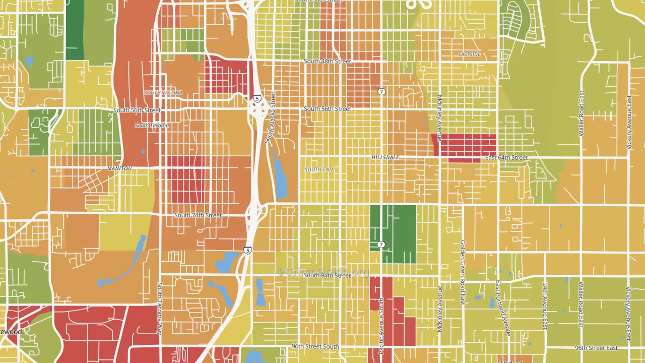 South End, Tacoma, WA Map of Arson Rates