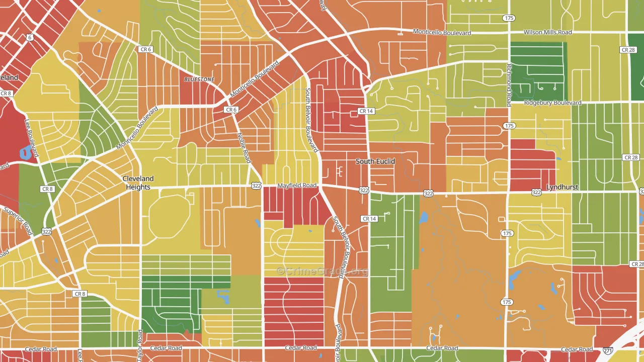 South Euclid, OH Map of Arson Rates