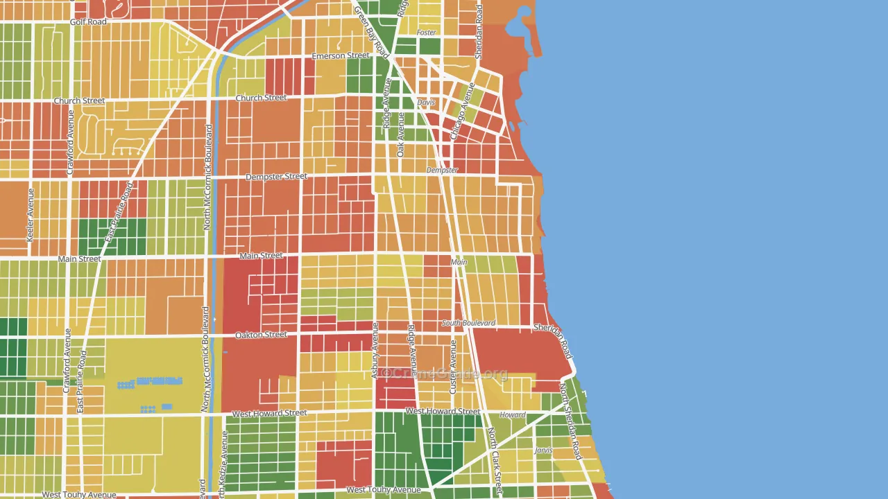 South Evanston, Evanston, IL Map of Arson Rates