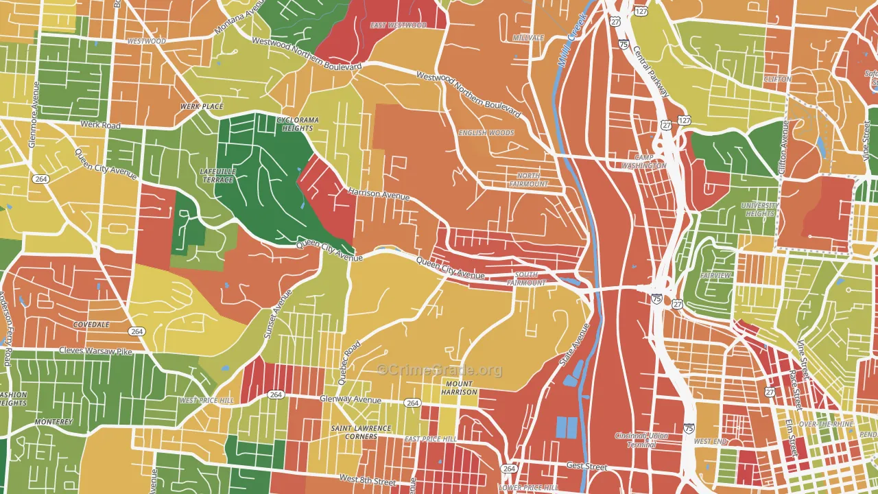 South Fairmount, Cincinnati, OH Map of Arson Rates