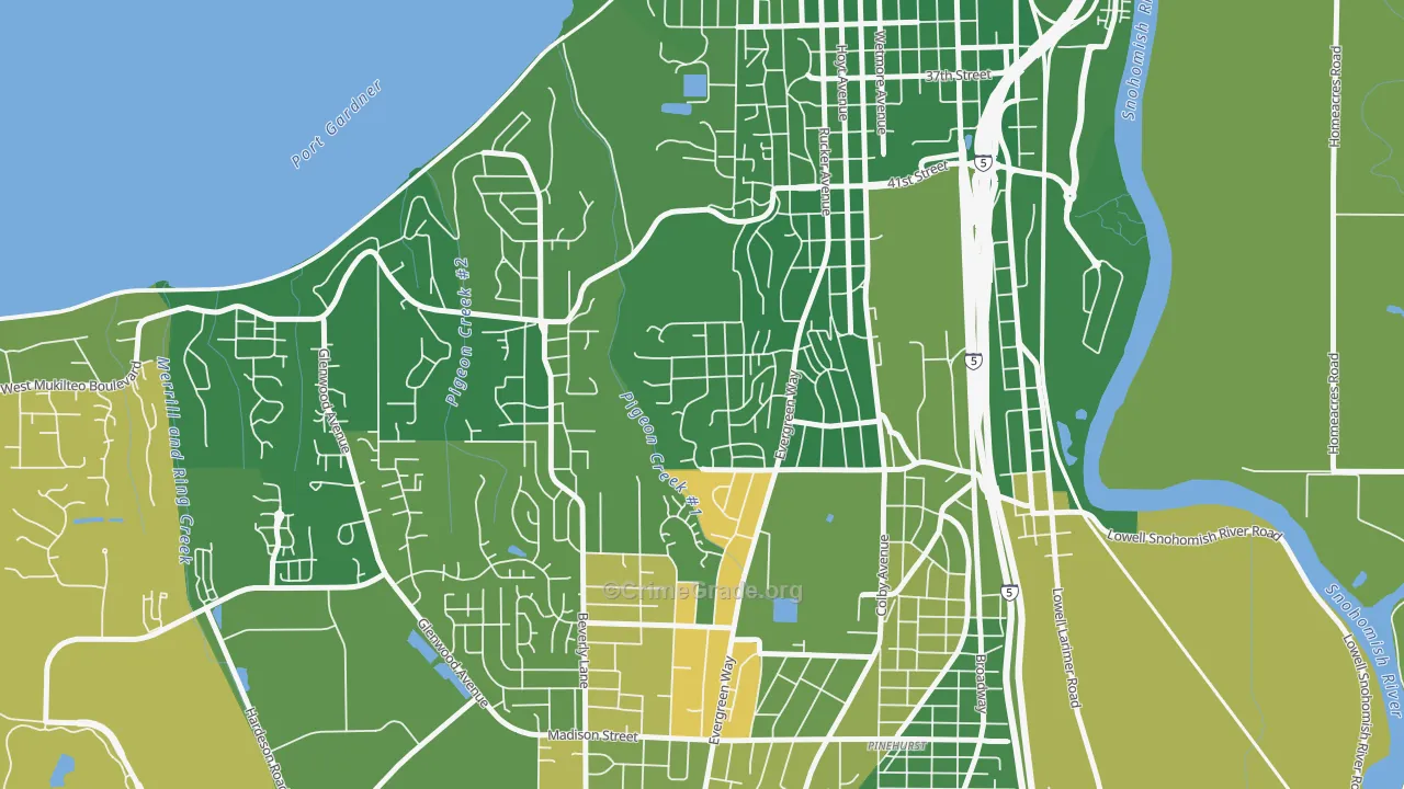 South Forest Park, Everett, WA Map of Arson Rates