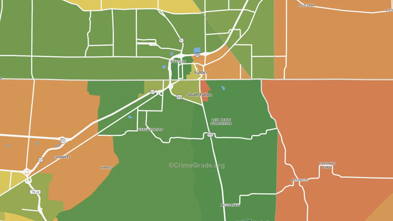 South Fulton, TN Map of Arson Rates