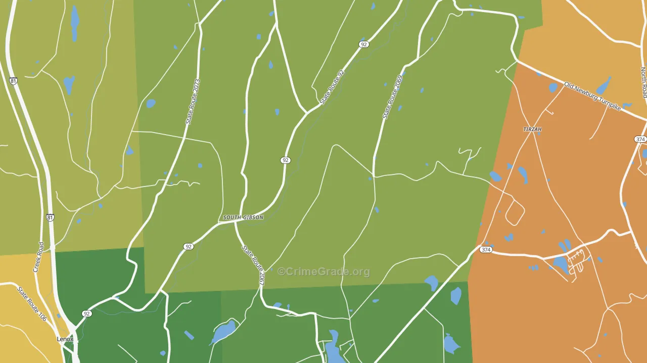 South Gibson, PA Map of Arson Rates