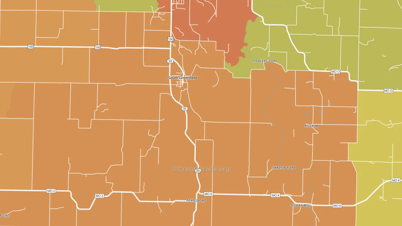 South Greenfield, MO Map of Arson Rates