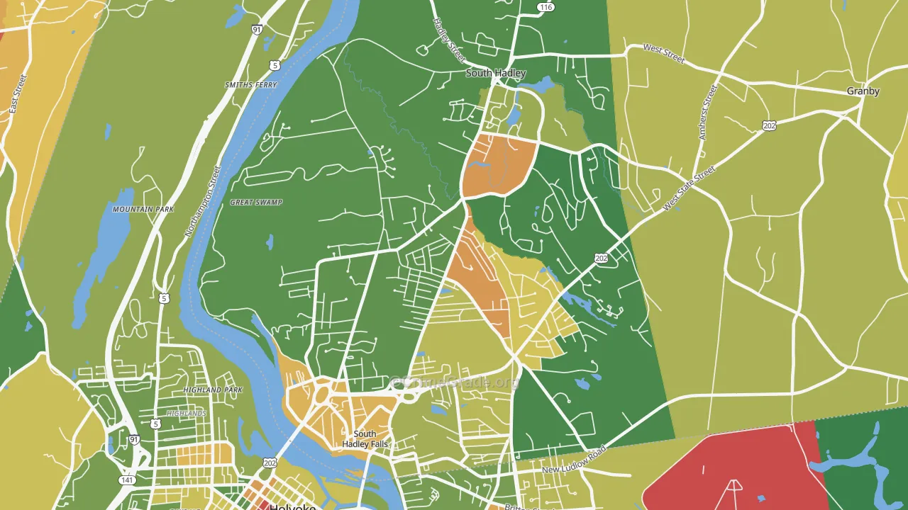 South Hadley, MA Map of Arson Rates