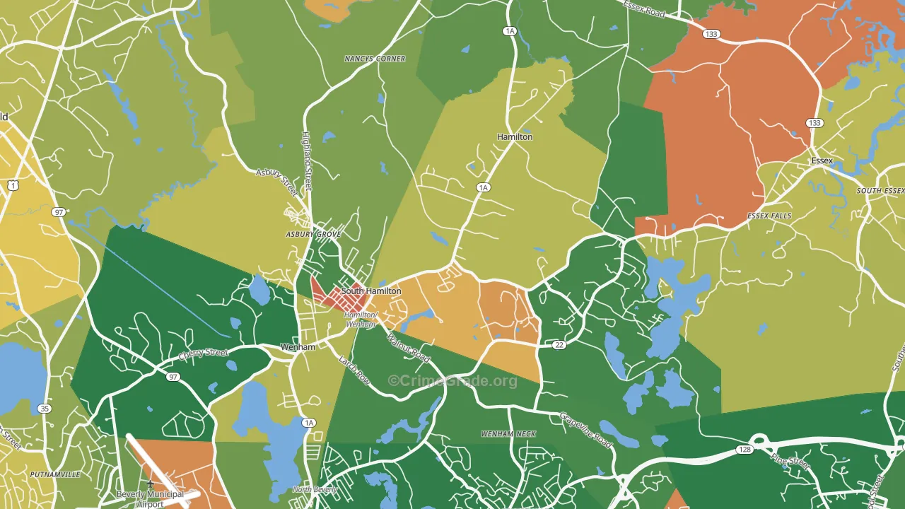 South Hamilton, MA Map of Arson Rates