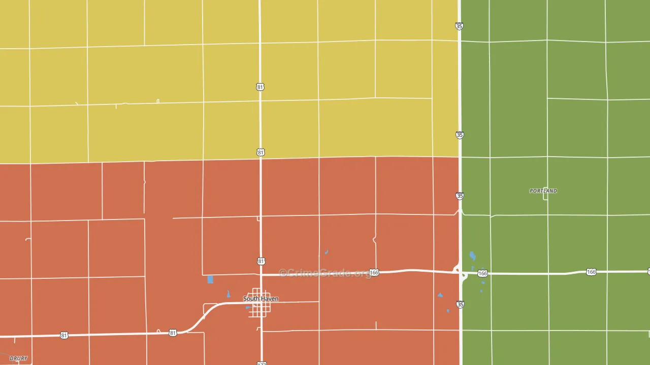 South Haven, KS Map of Arson Rates