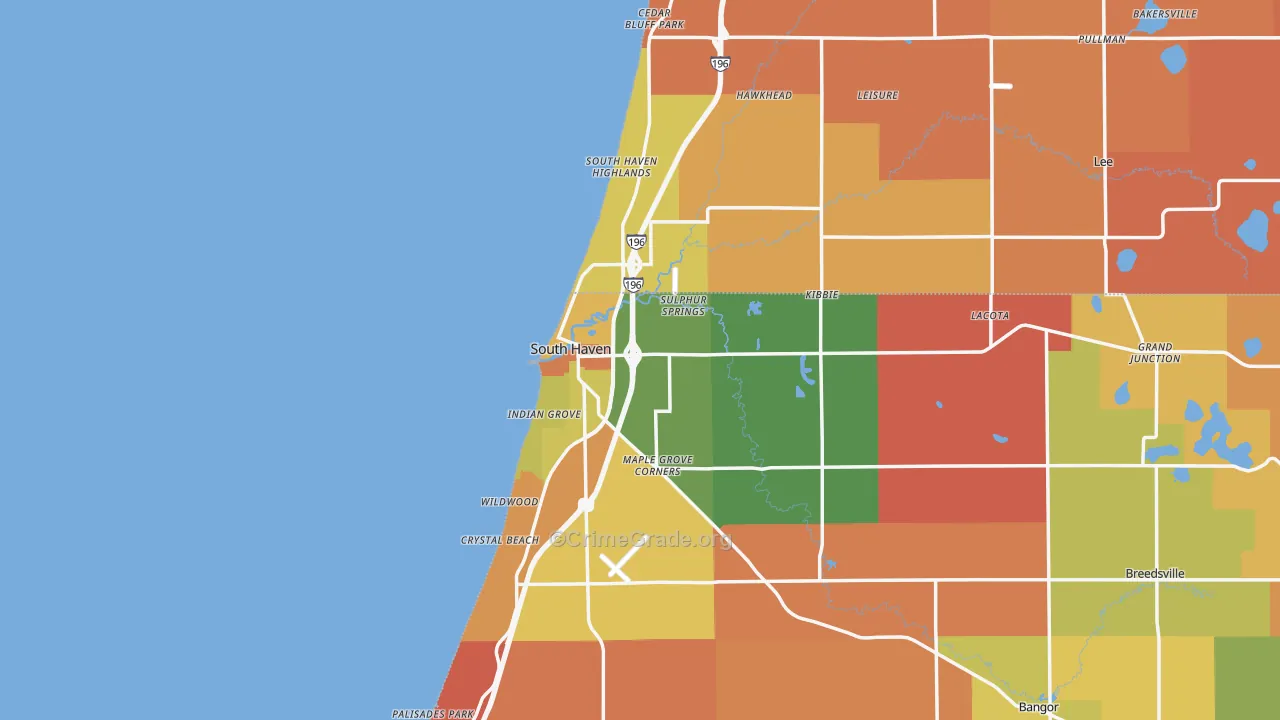 South Haven, MI Map of Arson Rates