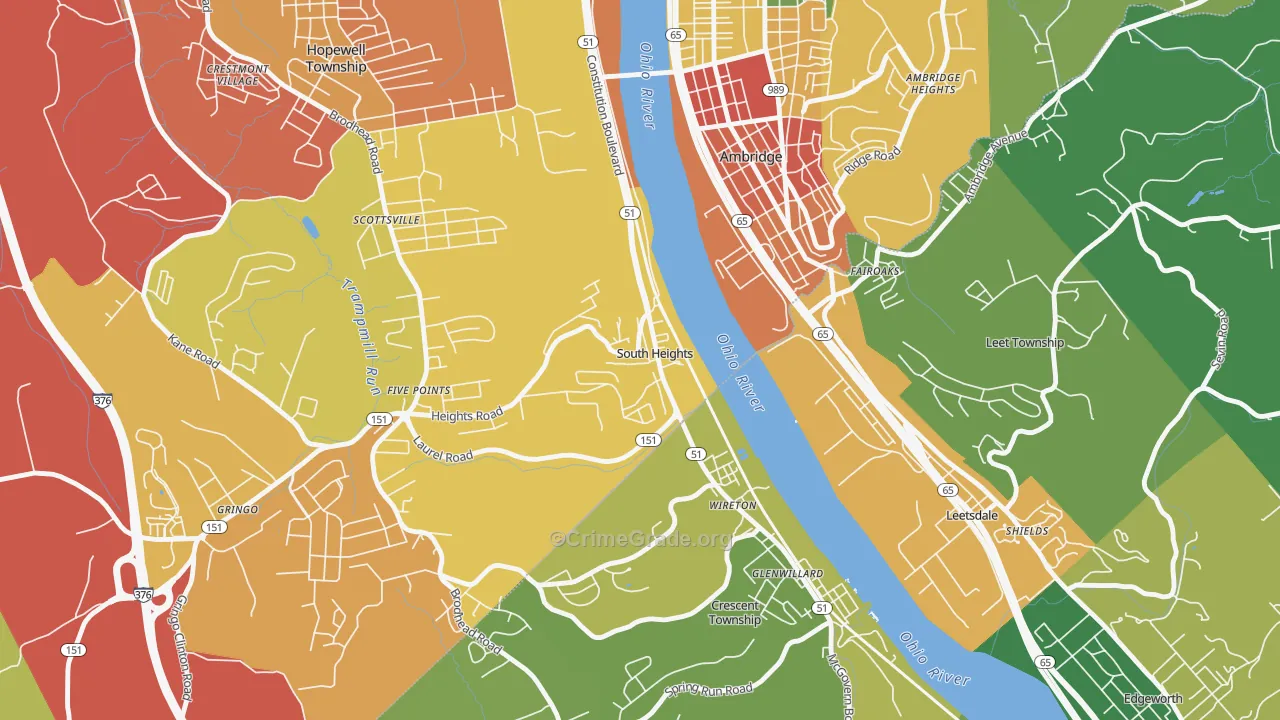 South Heights, PA Map of Arson Rates
