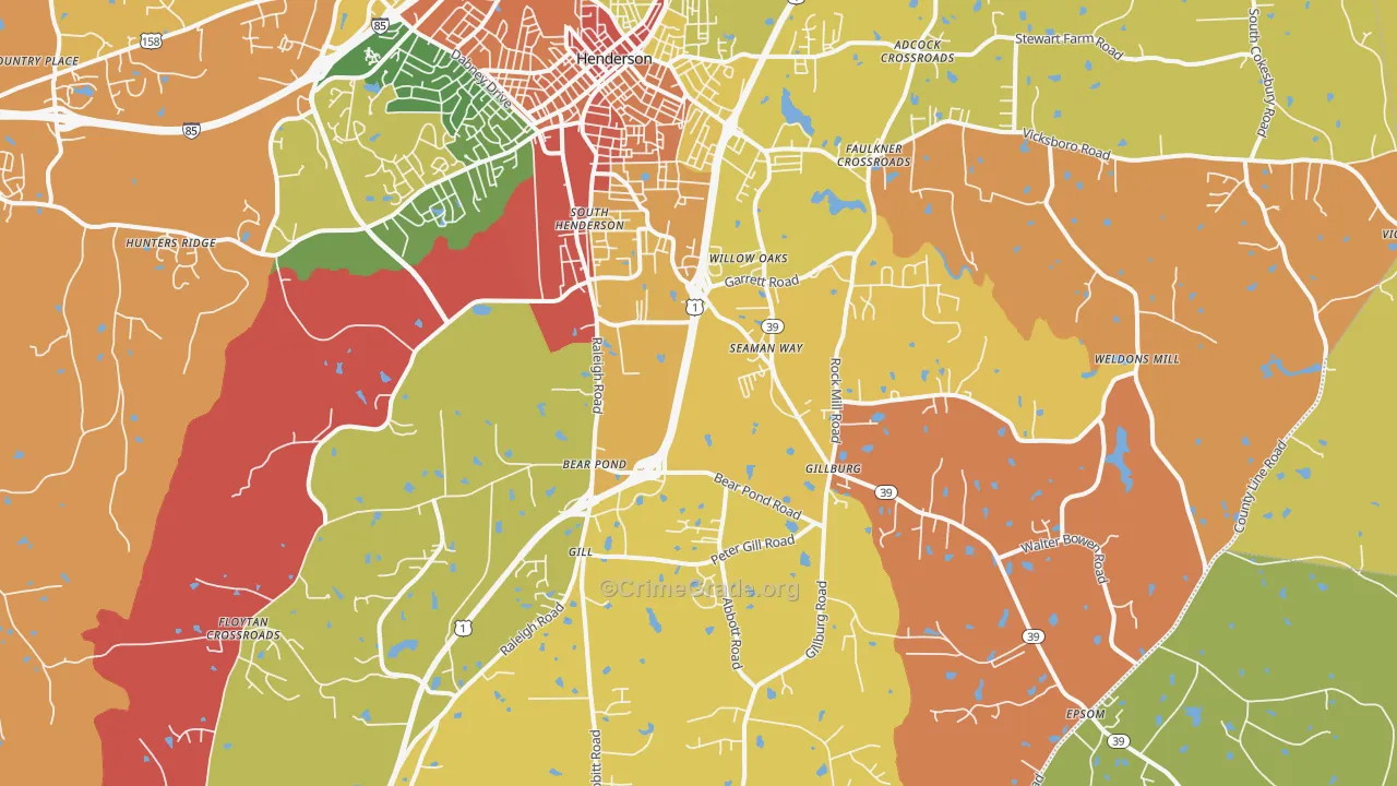 South Henderson, NC Map of Arson Rates