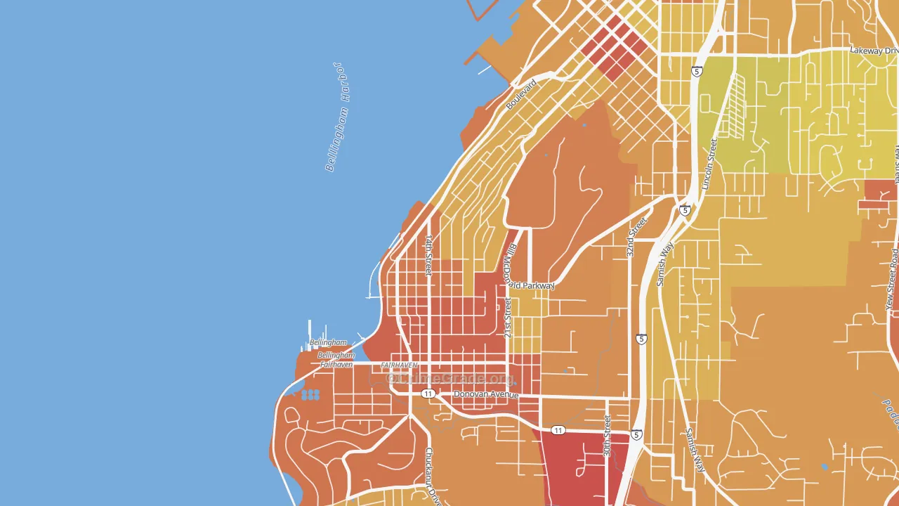 South Hill, Bellingham, WA Map of Arson Rates