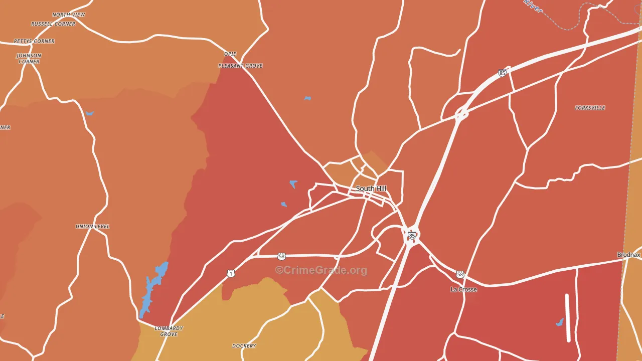 South Hill, VA Map of Arson Rates