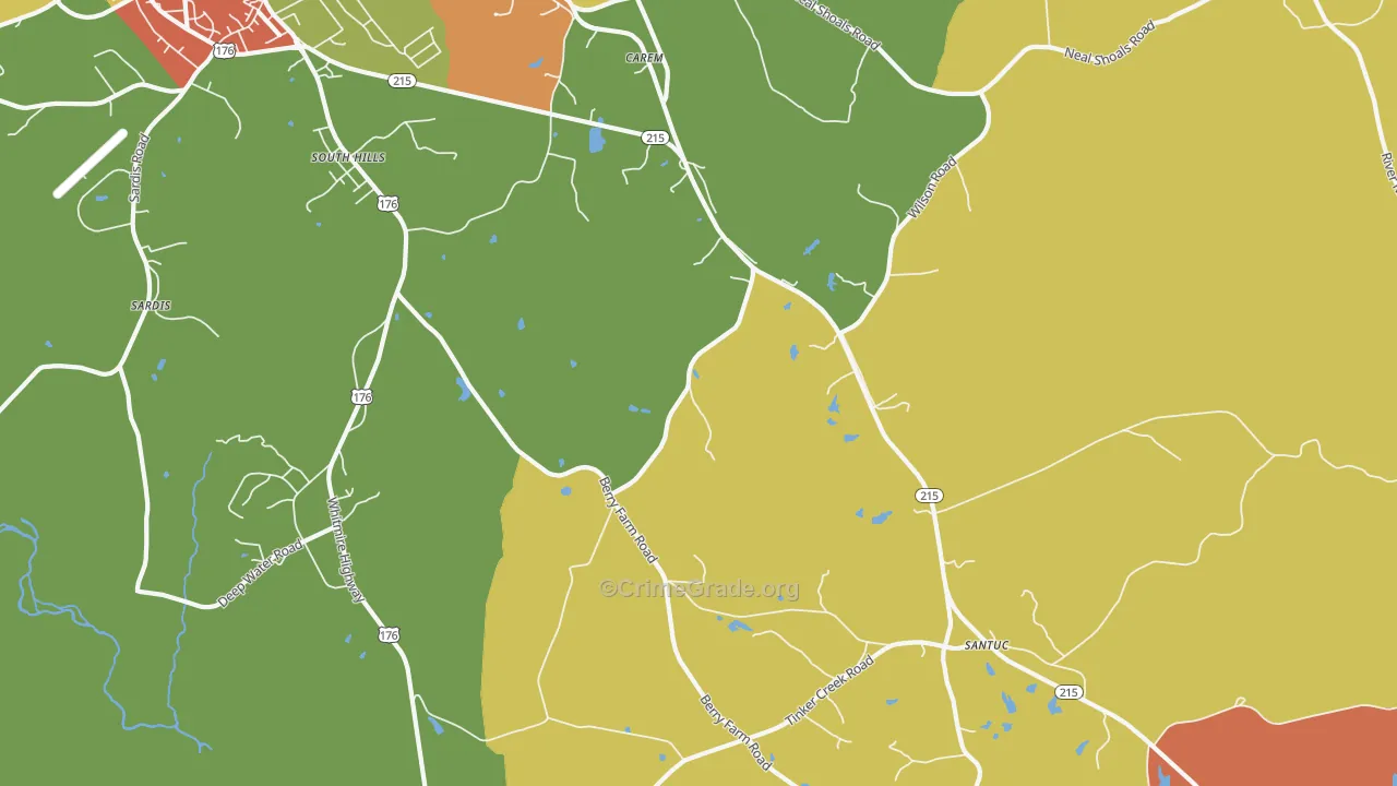 South Hills, SC Map of Arson Rates