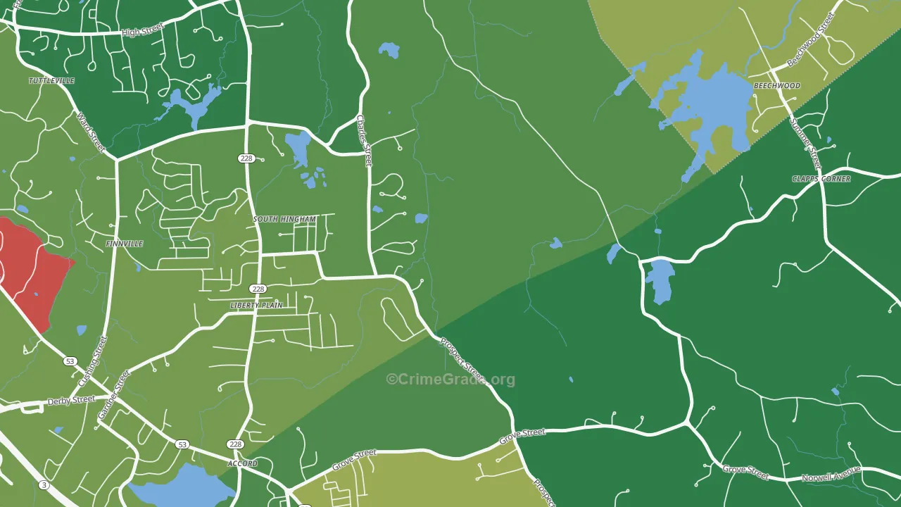 South Hingham, MA Map of Arson Rates