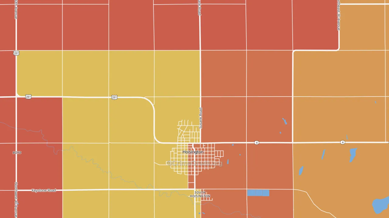 South Hoisington, KS Map of Arson Rates