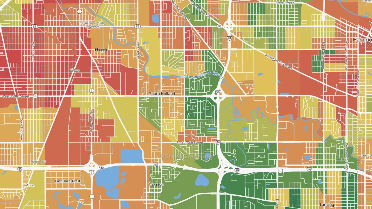 South Holland, IL Map of Arson Rates