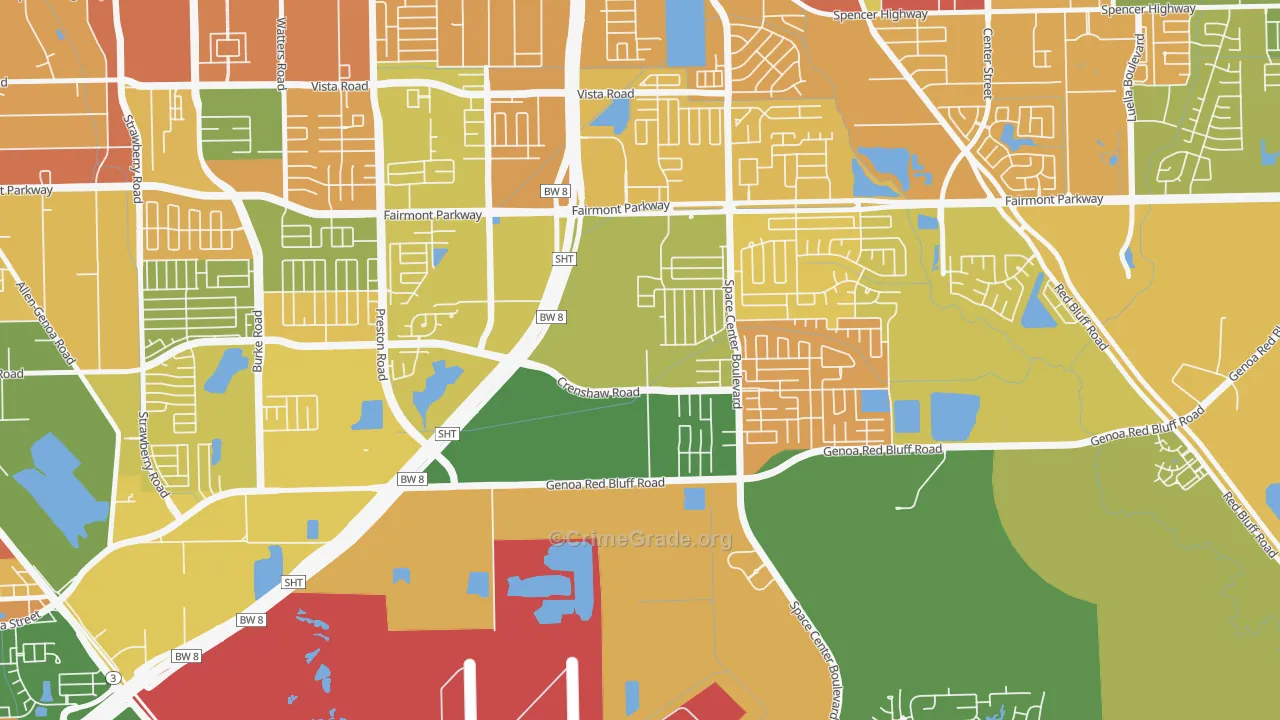 South Houston Gardens, Pasadena, TX Map of Arson Rates