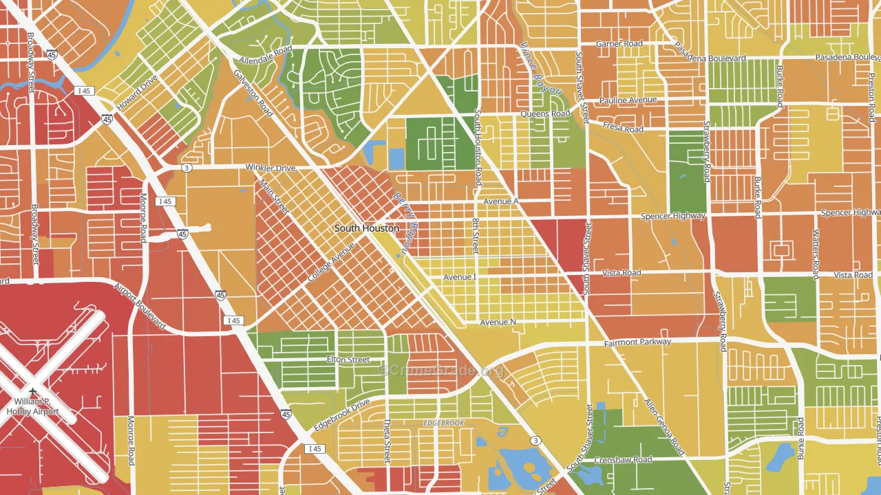 South Houston, TX Map of Arson Rates