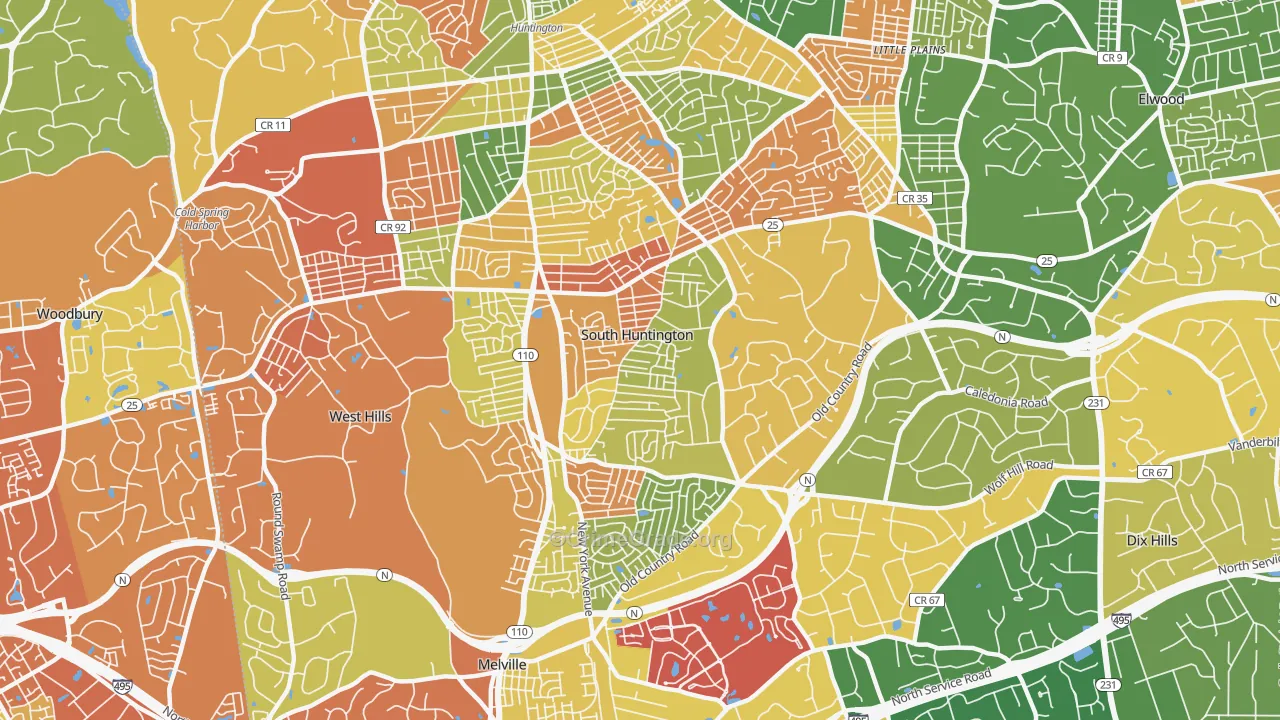 South Huntington, NY Map of Arson Rates