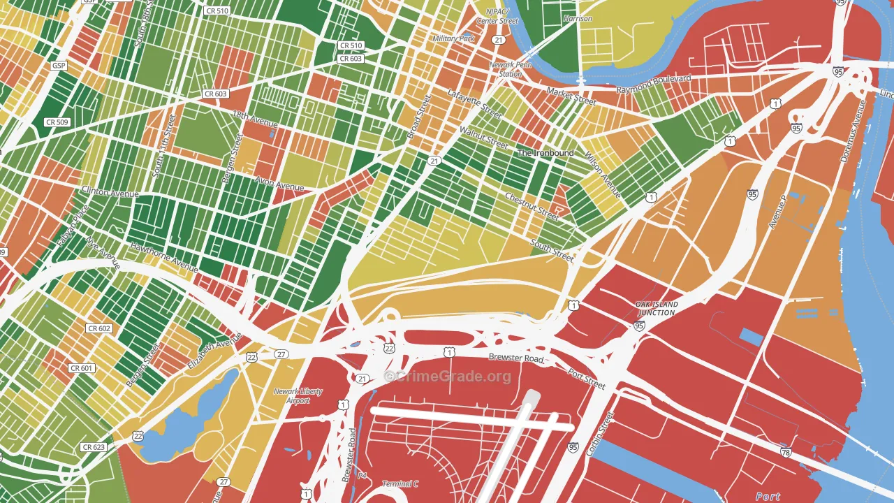 South Ironbound, Newark, NJ Map of Arson Rates