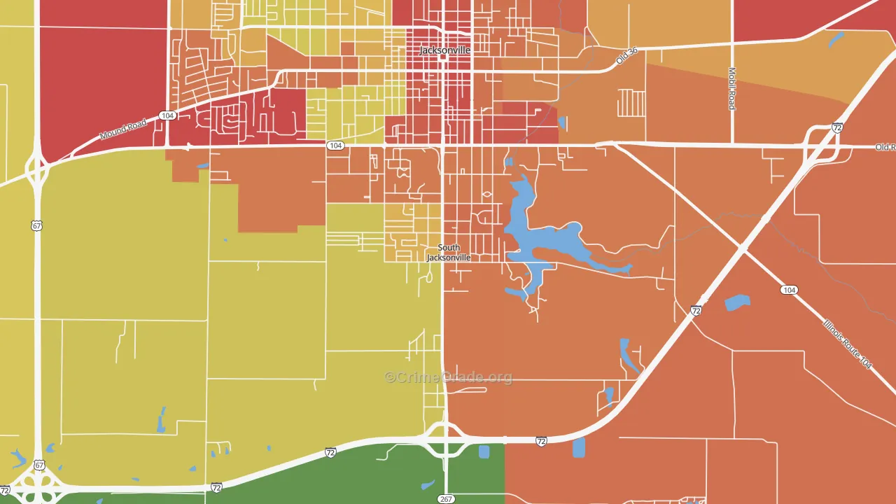 South Jacksonville, IL Map of Arson Rates