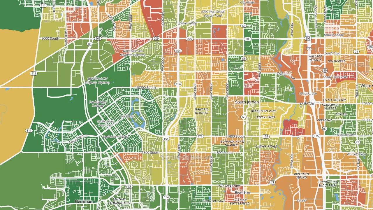 South Jordan, UT Map of Arson Rates